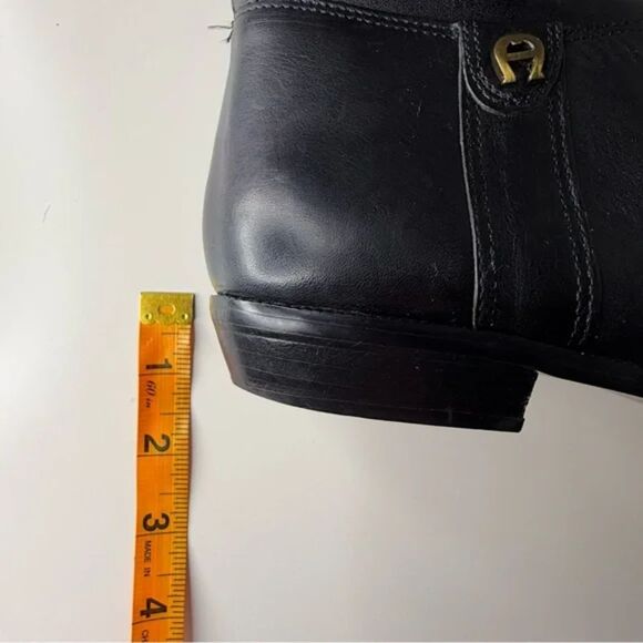 Etienne Aigner Black Leather Riding Boots | Vintage Designer, Made in Brazil - Picture 11 of 12